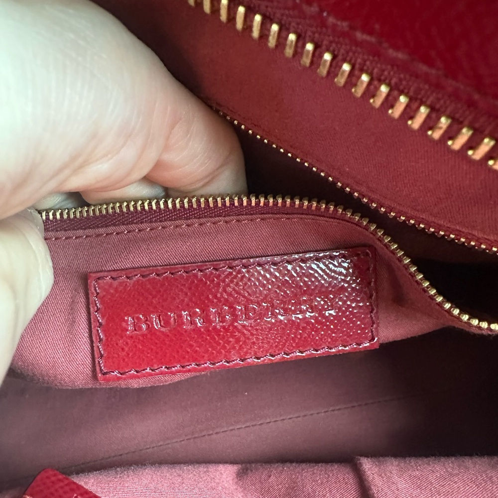 Heritage Plaid Satchel Handbag in Burgundy and Beige - Picture 10 of 11
